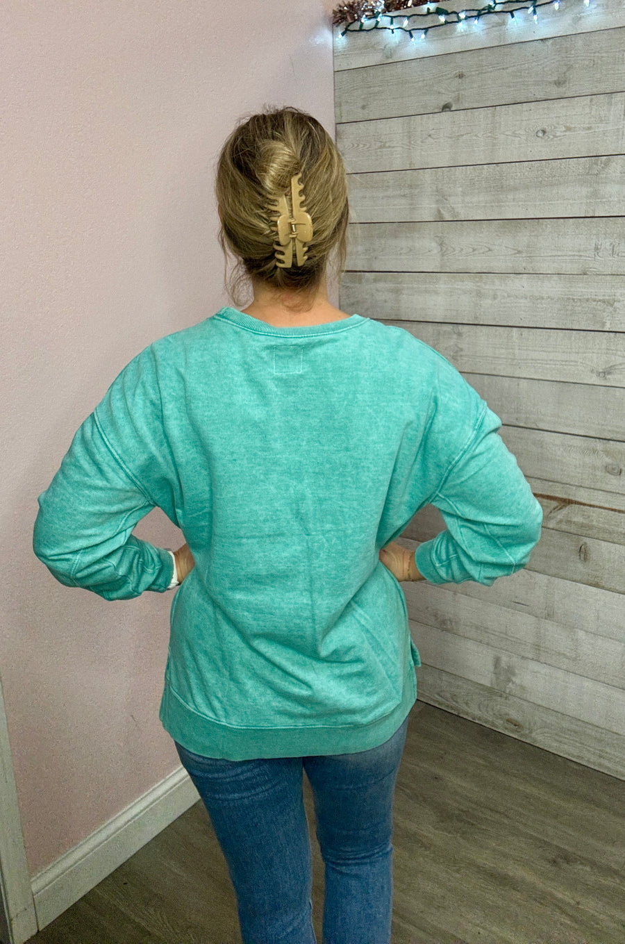 "Comfy Darling" Teal Sweatshirt