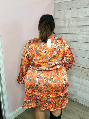 "Garden Gathering" Orange Floral Dress *FINAL SALE*