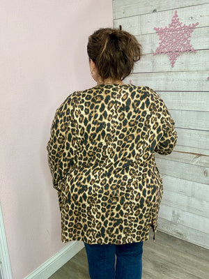 "Making Moves" Leopard Print Cardigan- Brown