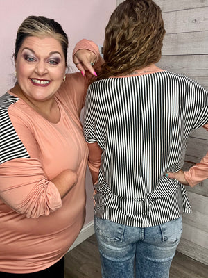 "Wish Come True" Peach Striped Top