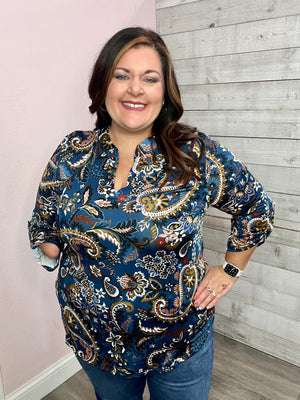 "Dancing Waves" Paisley Gabby Top