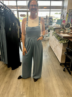 "Just A Dream" Halara Casual Overalls- Light Blue