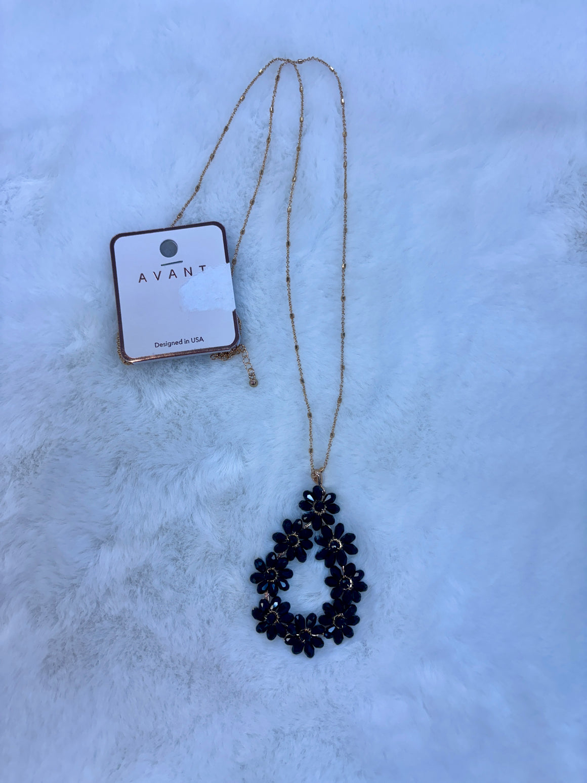 Black Flower Long Necklace