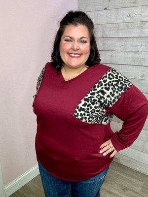 Pink"Sweet Embrace" Burgundy Animal Print Top *FINAL SALE*