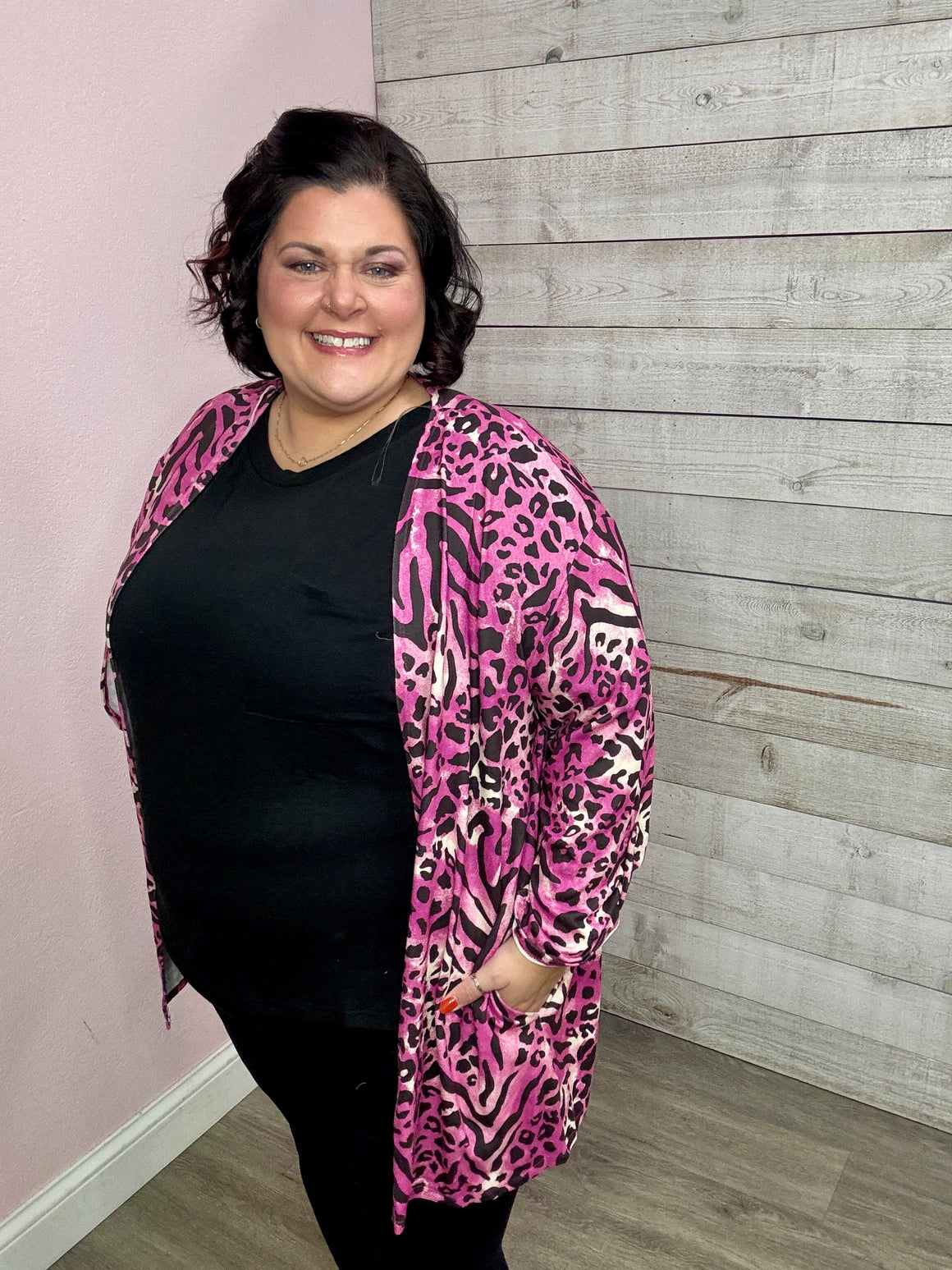 BF "Never Bothered" Pink/Brown Animal Print Cardigan *FINAL SALE*