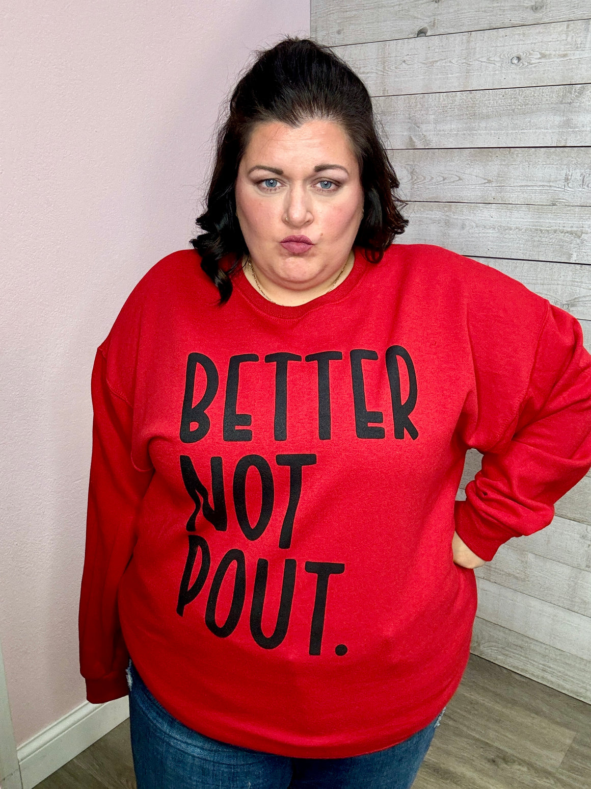 "Better Not Pout" Red Graphic Sweatshirt *FINAL SALE*