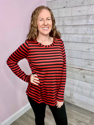 "On Repeat" Striped Top- Red/Black *FINAL SALE*