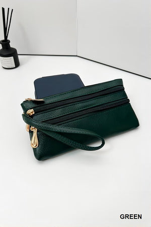"Taylor"  Triple Zipper Wrist Wallet Clutch