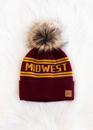 "Midwest" Maroon and Gold Pom Hat