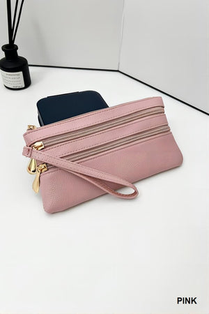 "Taylor"  Triple Zipper Wrist Wallet Clutch