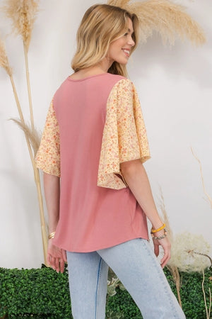 "No Comparison" Blush Floral Sleeve Top *FINAL SALE*