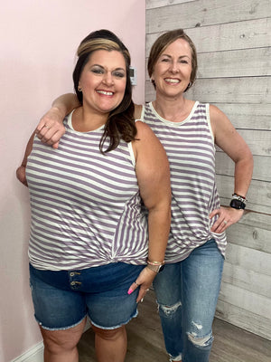 "Chic Comfort" Stripe Tank Top with Twist