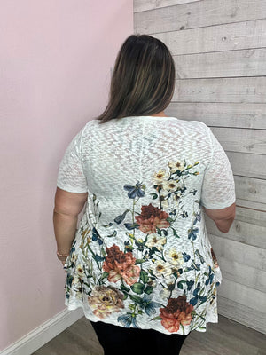 "Full Bloom" White Floral Print Top *FINAL SALE*