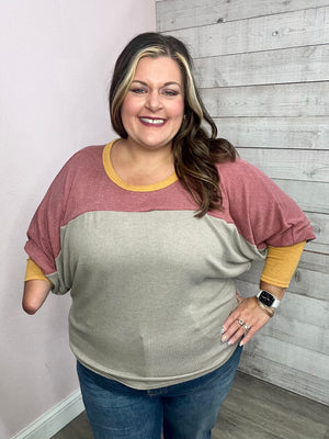 "Win Your Heart" Ribbed Colorblock Top