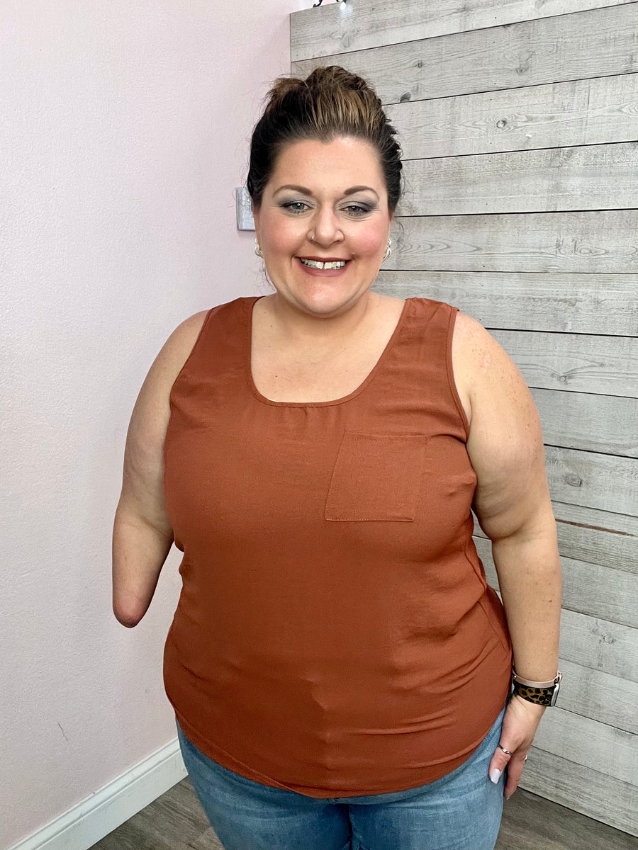 "Ready Or Not" Pocket Tank Top- Copper