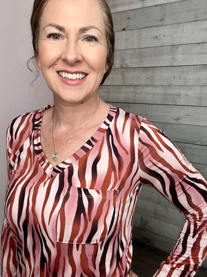 "Charming View" Zebra Print Top