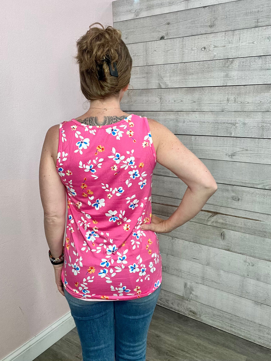 "Spring Garden" Pink Floral Tank Top *FINAL SALE*