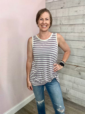 "Chic Comfort" Stripe Tank Top with Twist