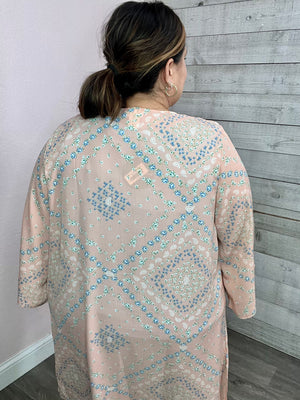 "Calm Waters" Bandana Print Kimono- Blush *FINAL SALE*