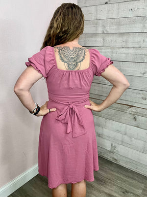 "Escape With You" Pink Puff Sleeve Dress