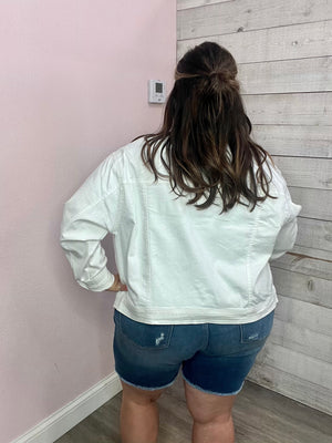 "With Love" White Denim Jacket