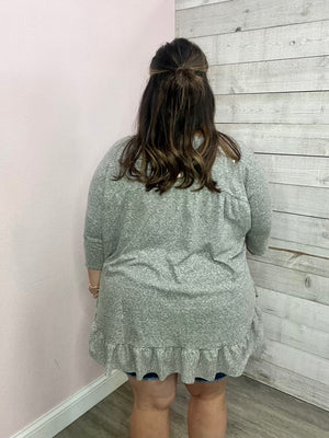 "Time To Go" Grey Ruffle Top