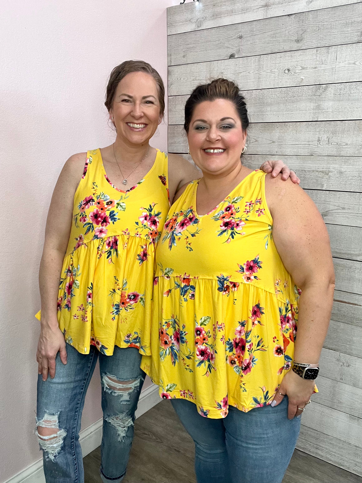 "Be Creative" Yellow Floral Tank Top *FINAL SALE*