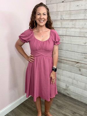 "Escape With You" Pink Puff Sleeve Dress