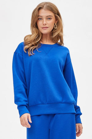 "Closer To Love" Solid Sweatshirt- Blue