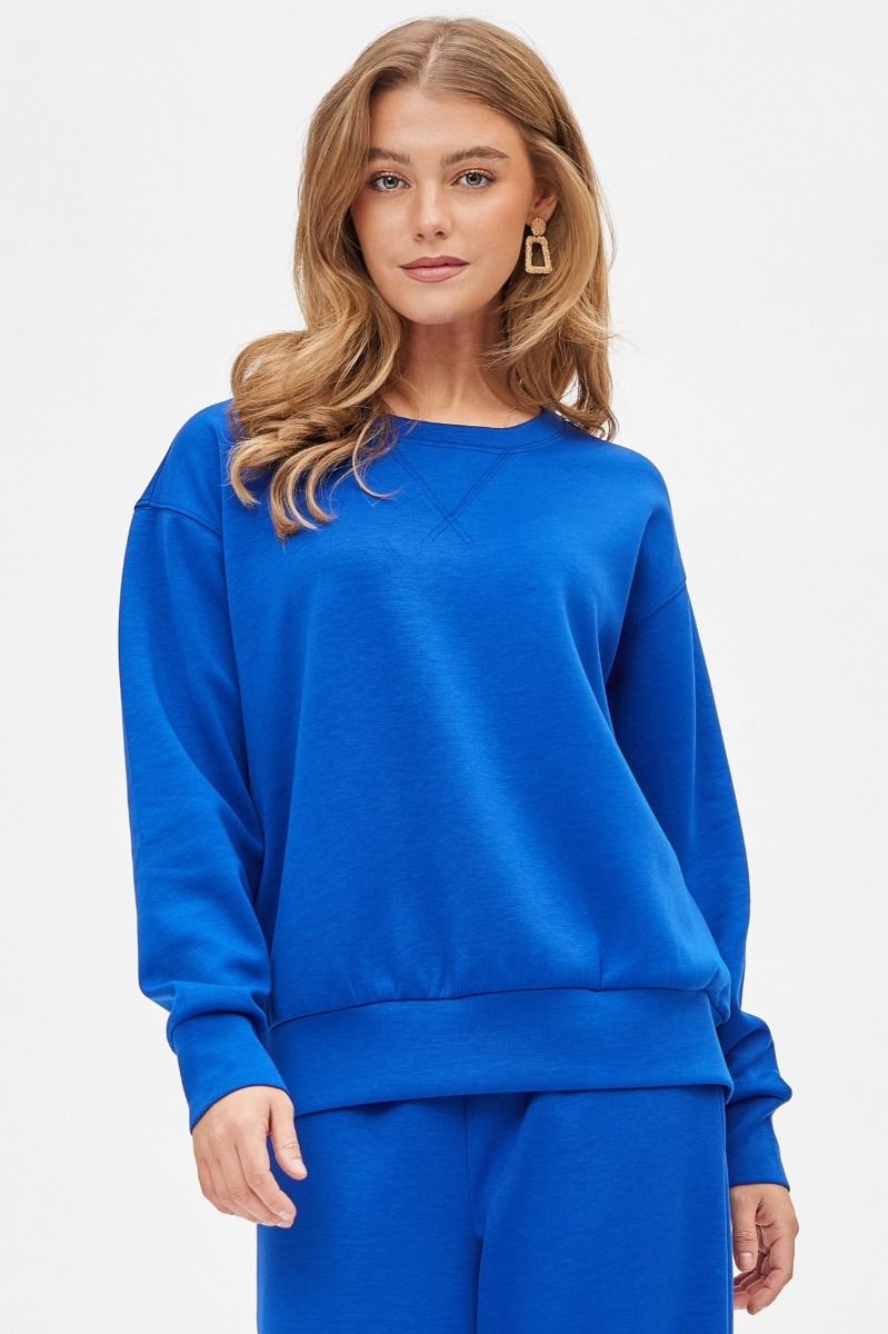 "Closer To Love" Solid Sweatshirt- Blue