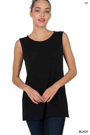 "Happy" Sleeveless Side Slit Top *FINAL SALE*