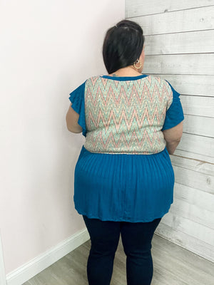 "Teal Treasure" Multi-Color Chevron Top *FINAL SALE*