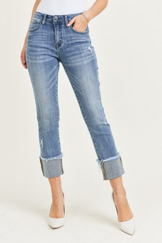 Risen Mid-Rise Cuffed Straight Jean- RDP1282